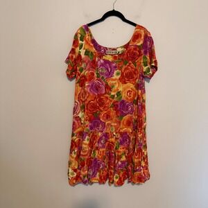 Jams World Floral Mini Dress in Orange, Purple, Green